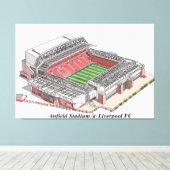 Schetsen van Anfield Stadium thuisbasis van Liverp Canvas Afdruk (Insitu (Houten vloer))