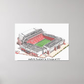 Schetsen van Anfield Stadium thuisbasis van Liverp Canvas Afdruk (Voorkant)