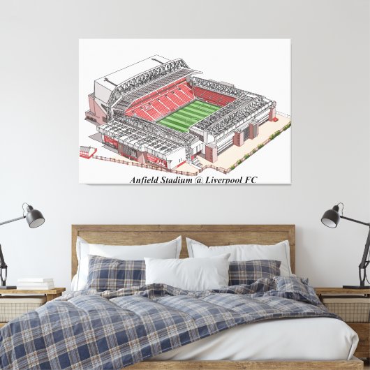 Schetsen van Anfield Stadium thuisbasis van Liverp Canvas Afdruk (Insitu (Slaapkamer))