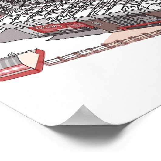 Schetsen van Anfield Stadium thuisbasis van Liverp Poster (Hoek)