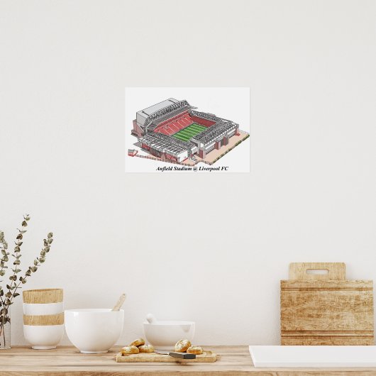 Schetsen van Anfield Stadium thuisbasis van Liverp Poster (Keuken)