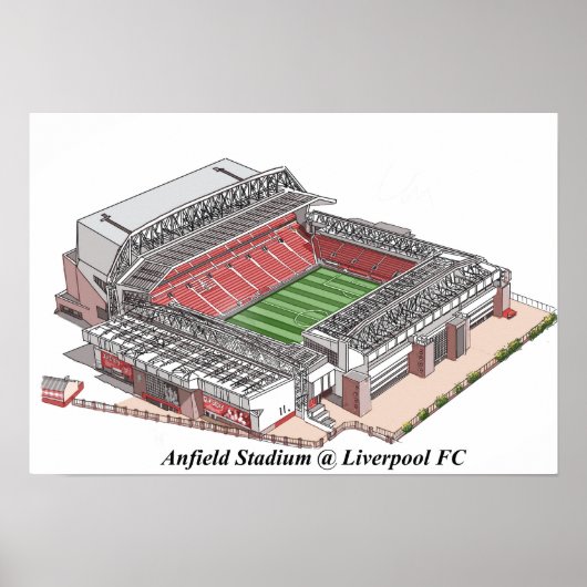 Schetsen van Anfield Stadium thuisbasis van Liverp Poster (Voorkant)