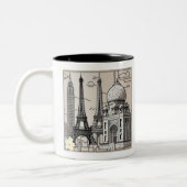 "Schetsen van de metropool" Tweekleurige Koffiemok (Links)