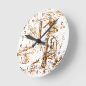 Schetsen van Leonardo Da Vinci met omgekeerde numm Ronde Klok (Hoek)