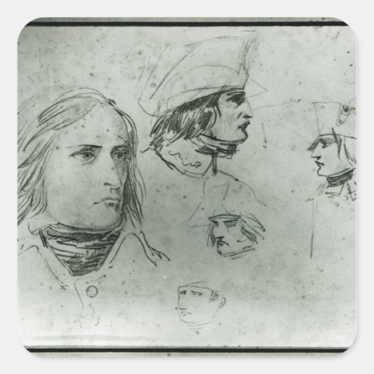 Schetsen van Napoleon Bonaparte, 1797 Vierkante Sticker (Voorkant)