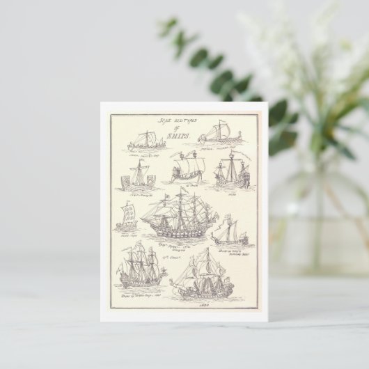 Schetsen van Old Ships Briefkaart (Staand voorkant)
