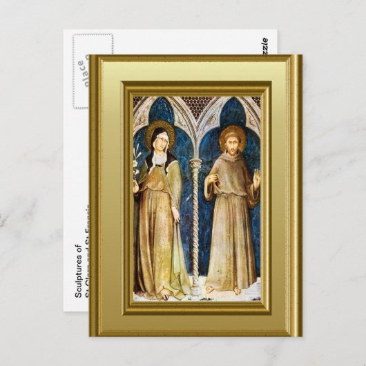 Schetsen van St. Clare en St. Francis Assisi Briefkaart (Voorkant / Achterkant)