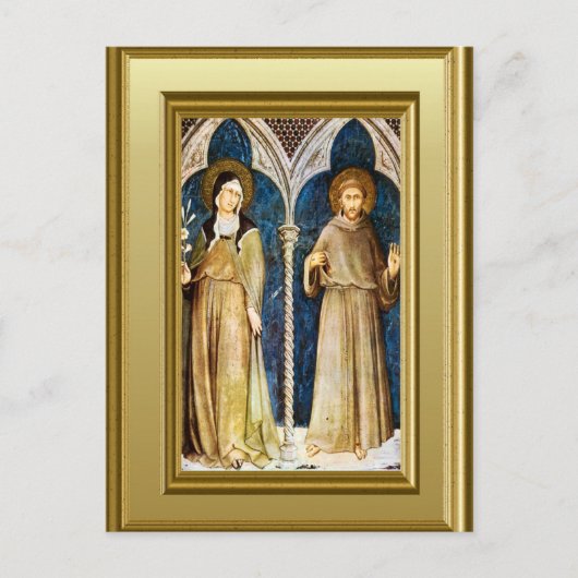 Schetsen van St. Clare en St. Francis Assisi Briefkaart (Voorkant)
