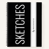 Schetsenboek met grote titel Gepersonaliseerde naa Notitieboek (Voorkant)