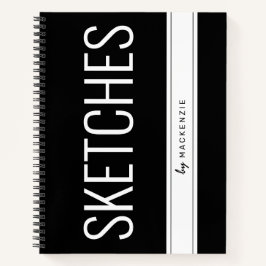 Schetsenboek met grote titel Gepersonaliseerde naa Notitieboek