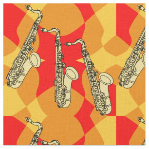 Schetsend saxofoonpatroon stof