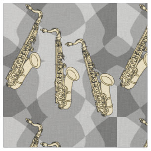 Schetsend saxofoonpatroon stof