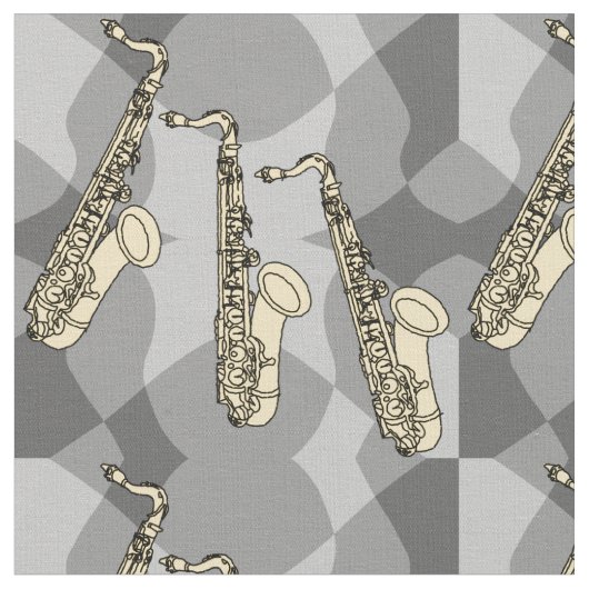 Schetsend saxofoonpatroon stof (Close Up)