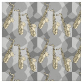 Schetsend saxofoonpatroon stof (Swatch)