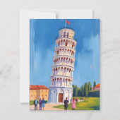 Schetskaart van de Scheve Toren van Pisa Italië (Voorkant)