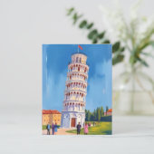 Schetskaart van de Scheve Toren van Pisa Italië (Staand voorkant)
