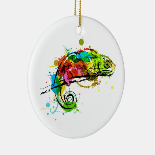 Schetsketch chameleon, gekleurd keramisch ornament (Rechts)