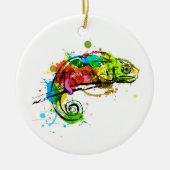 Schetsketch chameleon, gekleurd keramisch ornament (Voorkant)