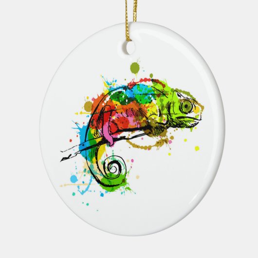 Schetsketch chameleon, gekleurd keramisch ornament (Links)