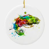 Schetsketch chameleon, gekleurd keramisch ornament (Achterkant)