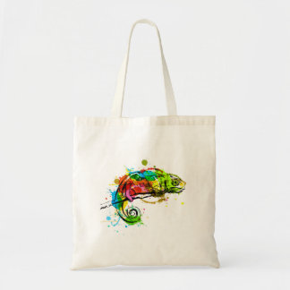 Schetsketch chameleon, gekleurd tote bag