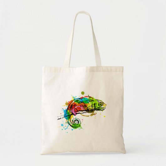 Schetsketch chameleon, gekleurd tote bag (Voorkant)