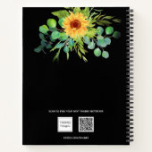 Schetskoek zonnebloemen eucalyptuszwart notitieboek (Achterkant)