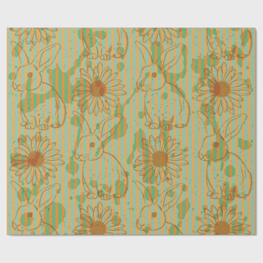 Schetskonijn en kamille, naadloos cadeaupapier (Vlak)