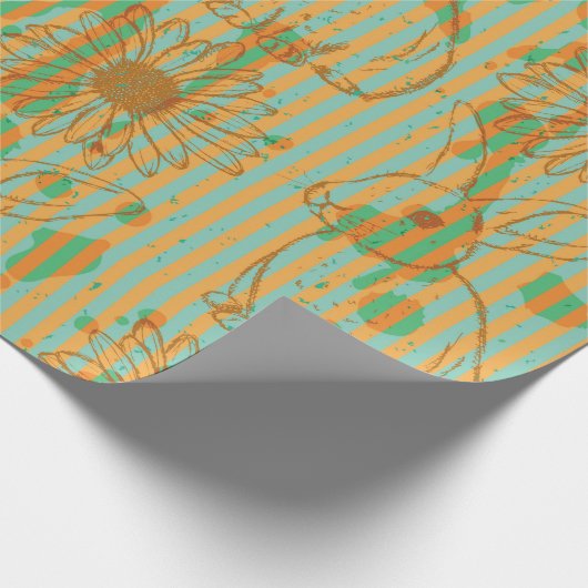 Schetskonijn en kamille, naadloos cadeaupapier (Hoek)