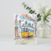 Schetskunst Portugal's Trem Briefkaart (Staand voorkant)