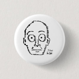 schetsmatig getekend cartoon gezicht ( Erica Crook Ronde Button 3,2 Cm