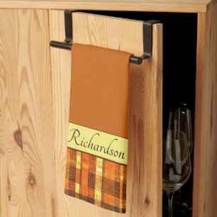 Schetsmatig oranje ruitpatroon gepersonaliseerd theedoek