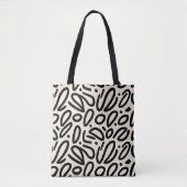 Schetsmatig Zwart Doodle Patroon op Beige Tote Bag (Voorkant)