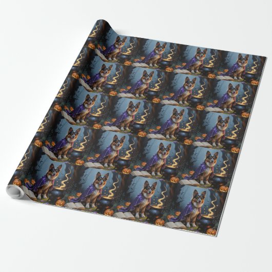 Schetsmatige Halloween-schildering van Belgische h Cadeaupapier (Uitgerold)