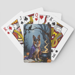 Schetsmatige Halloween-schildering van Belgische h Pokerkaarten