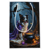 Schetsmatige Halloween-schildering van Border Coll Medium Cadeauzakje (Voorkant)