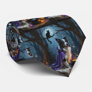 Schetsmatige Halloween-schildering van Border Coll Stropdas