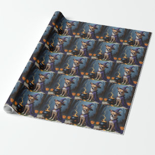 Schetsmatige Halloween-schildering van Chihuahua-h Cadeaupapier