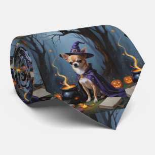 Schetsmatige Halloween-schildering van Chihuahua-h Stropdas