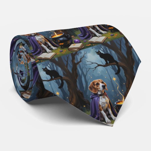 Schetsmatige Halloween-schildering van een Beagle Stropdas (Opgerold)