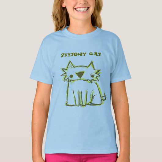 Schetsmatige kat t-shirt (Voorkant)
