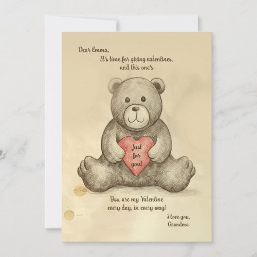 Schetsmatige teddybeerkaart kaart (Voorkant)