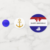 Schetsmatige verjaardag op blauw goud en wit confetti (Voorkanten)
