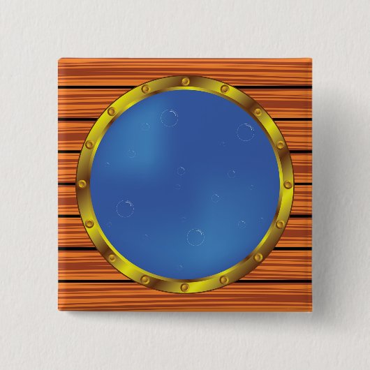 Schetsportaalraam met Blauwe Zee Vierkante Button 5,1 Cm (Voorkant)