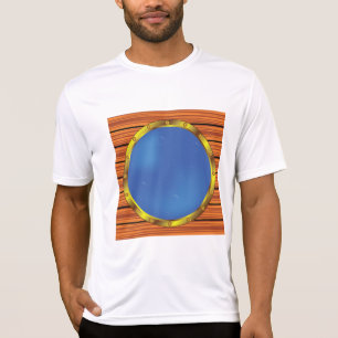 Schetsportgat Venster met Blauwe Water T-shirt
