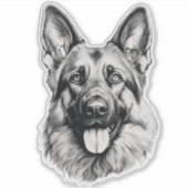 Schetsportretsticker Duitse Herdershond Sticker (Voorkant)