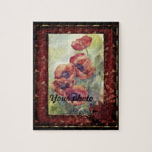 Schetspotlood met hand getrokken rode papaverbloem legpuzzel