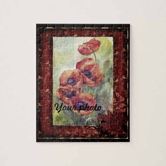 Schetspotlood met hand getrokken rode papaverbloem legpuzzel (Verticaal)