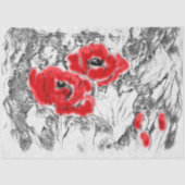 Schetspotlood met hand getrokken rode papaverbloem tissuepapier (Voorkant)