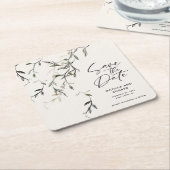 Schetst blad botanische bladeren moderne bruiloft kartonnen onderzetters (Schuin)